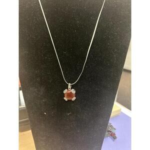Carnelian and marcasite sterling silver pendant